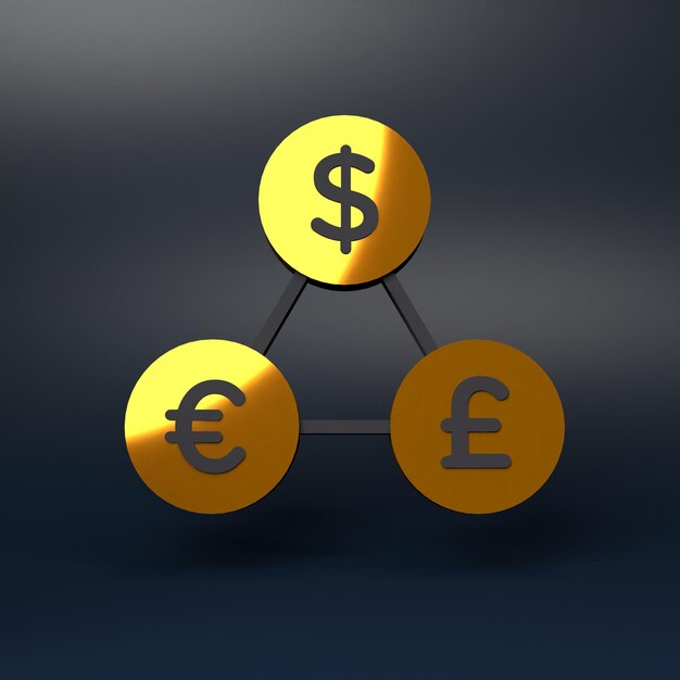 Ilustración de render 3d de icono de cambio de moneda