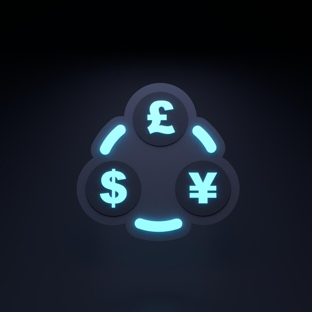 Ilustración de render 3d de icono de cambio de moneda