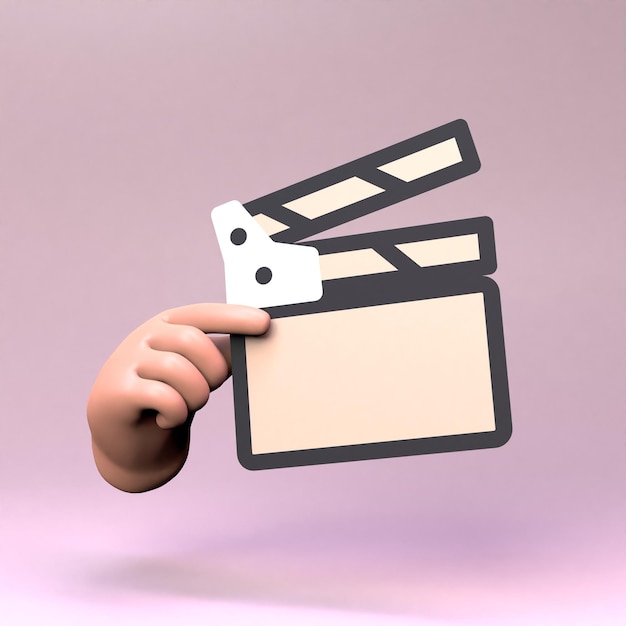 Ilustración de render 3d de icono de claqueta de película