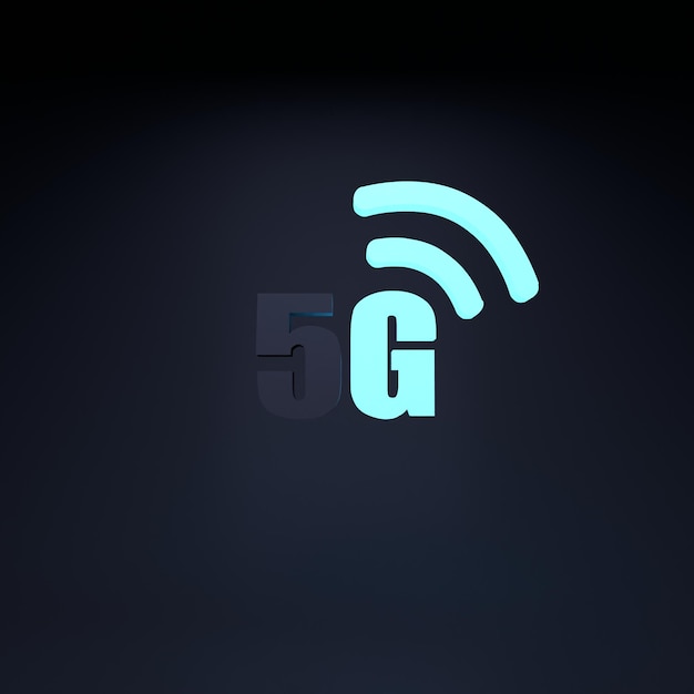 Ilustración de render 3d de icono de neón 5g