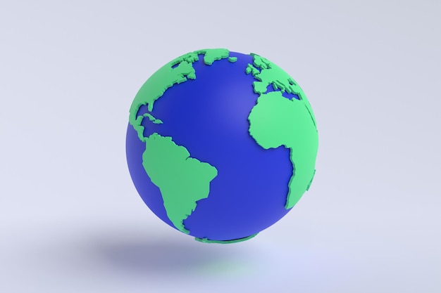 Foto ilustración de render 3d de mapa de globo terráqueo