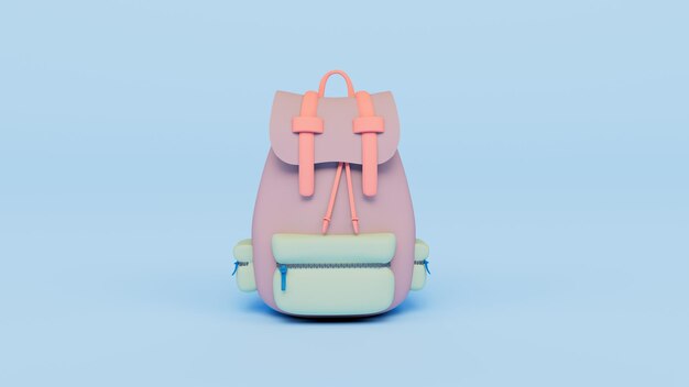 Ilustración de render 3d de mochila con fondo