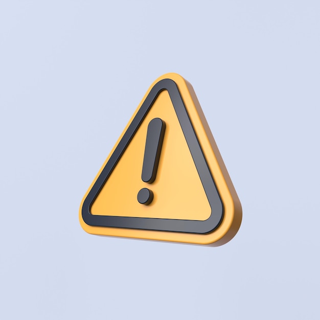 Ilustración de render 3d de señal de advertencia amarilla