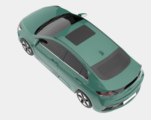 Ilustración de renderización 3D de automóviles modernos aislados en el fondo
