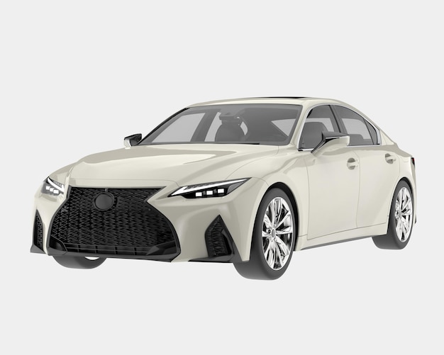Ilustración de renderización 3D de automóviles modernos aislados en el fondo