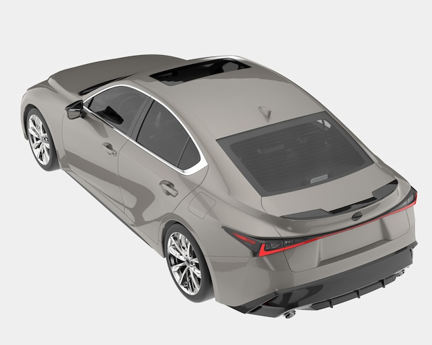 Ilustración de renderización 3D de automóviles modernos aislados en el fondo