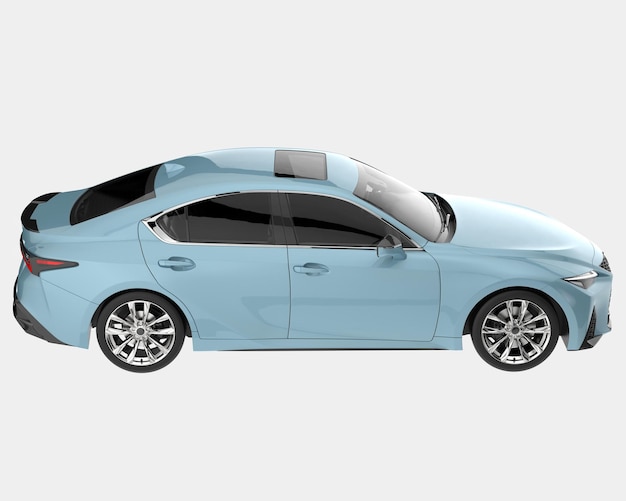 Ilustración de renderización 3D de automóviles modernos aislados en el fondo