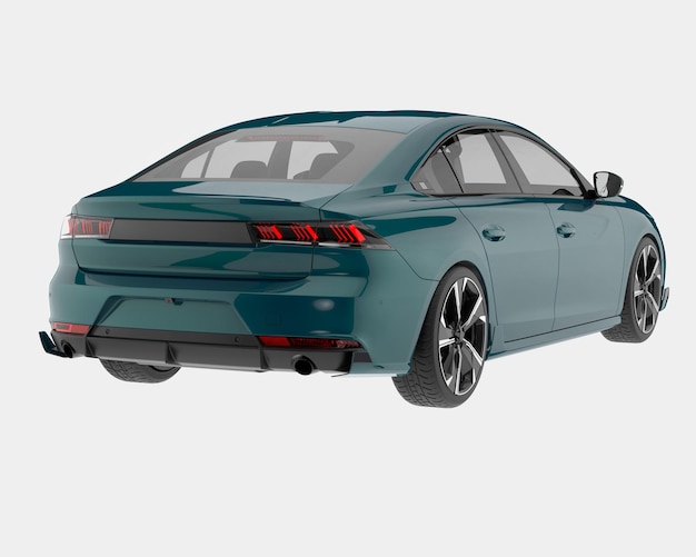 Ilustración de renderización 3D de automóviles modernos aislados en el fondo