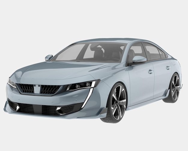 Ilustración de renderización 3D de automóviles modernos aislados en el fondo