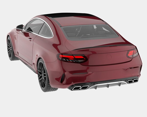 Ilustración de renderización 3D de automóviles modernos aislados en el fondo