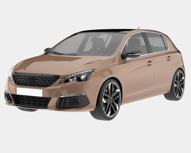 Ilustración de renderización 3D de automóviles modernos aislados en el fondo