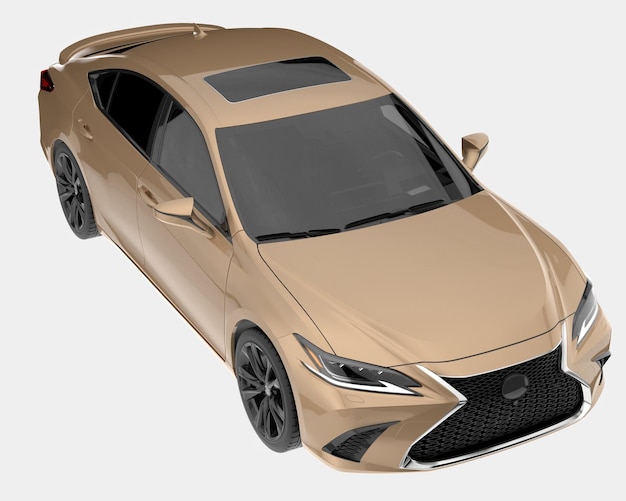 Ilustración de renderización 3D de automóviles modernos aislados en el fondo