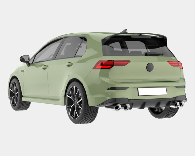 Ilustración de renderización 3D de automóviles modernos aislados en el fondo