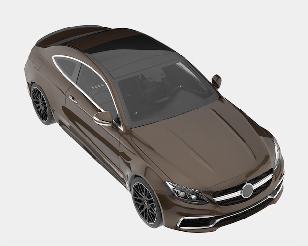 Ilustración de renderización 3D de automóviles modernos aislados en el fondo