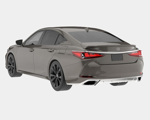 Ilustración de renderización 3D de automóviles modernos aislados en el fondo