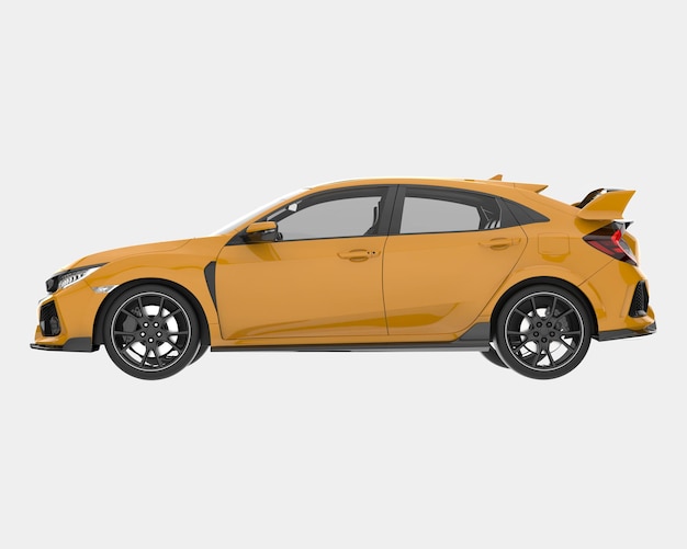 Ilustración de renderización 3D de automóviles modernos aislados en el fondo