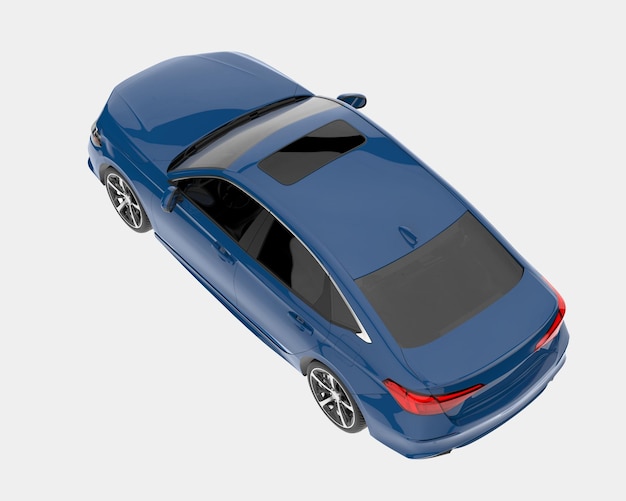 Ilustración de renderización 3D de automóviles modernos aislados en el fondo