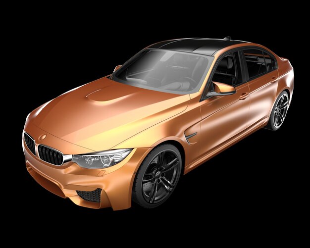 Ilustración de renderización 3D de automóviles modernos aislados en el fondo