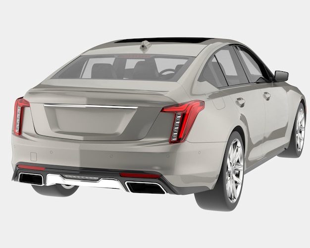 Ilustración de renderización 3D de automóviles modernos aislados en el fondo