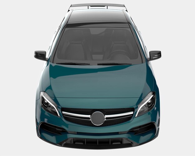 Ilustración de renderización 3D de automóviles modernos aislados en el fondo