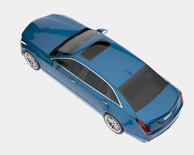 Ilustración de renderización 3D de automóviles modernos aislados en el fondo