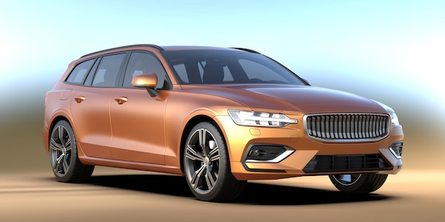 Ilustración de renderización 3D de automóviles modernos aislados en el fondo