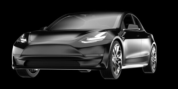 Ilustración de renderización 3D de automóviles modernos aislados en el fondo