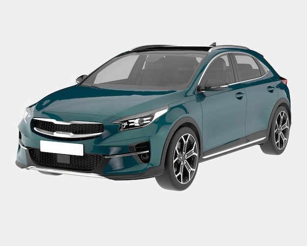 Ilustración de renderización 3D de automóviles modernos aislados en el fondo