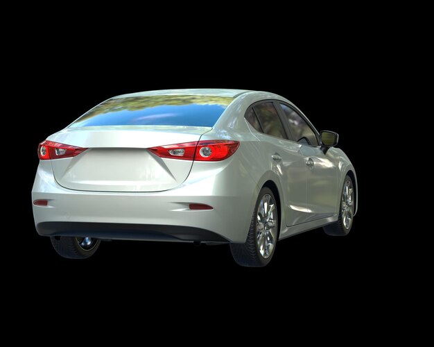 Ilustración de renderización 3D de automóviles modernos aislados en el fondo