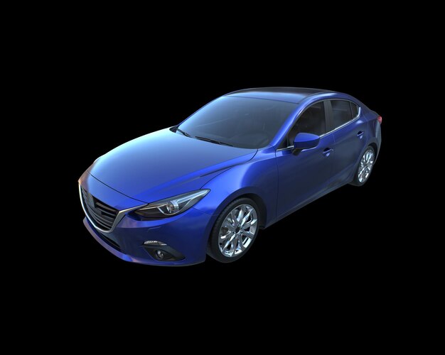 Ilustración de renderización 3D de automóviles modernos aislados en el fondo