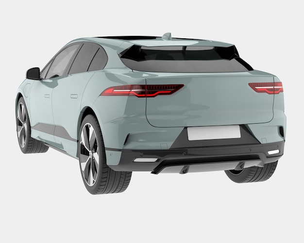 Ilustración de renderización 3D de automóviles modernos aislados en el fondo