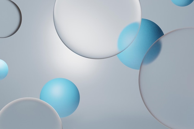 Ilustración de renderización 3D del fondo de arte de burbujas de vidrio abstractas para pantalla de papel tapiz