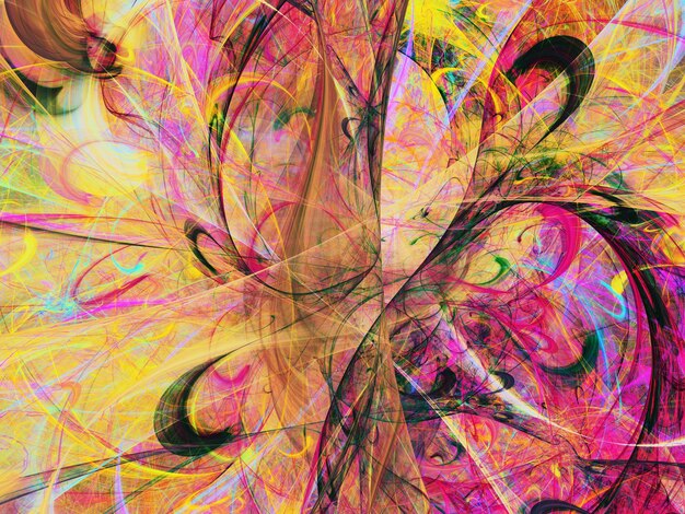 Ilustración de renderización 3D de fondo fractal abstracto amarillo