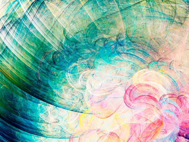 Ilustración de renderización 3D de fondo fractal abstracto azul y verde