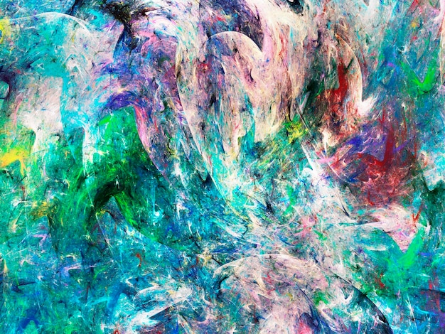 Ilustración de renderización 3D de fondo fractal abstracto azul y verde