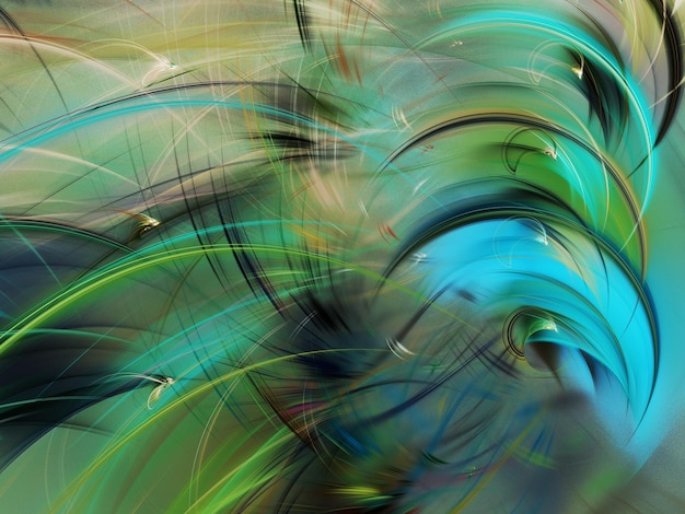 Ilustración de renderización 3D de fondo fractal abstracto verde