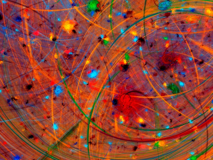 Foto ilustración de renderización 3d de fondo fractal naranja abstracto