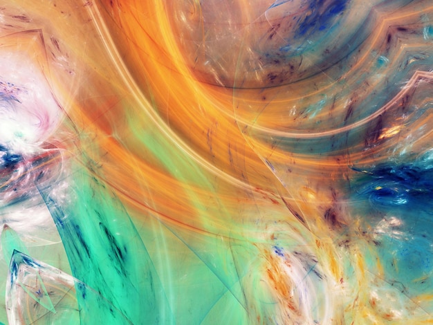 Ilustración de renderización 3D de fondo fractal naranja abstracto