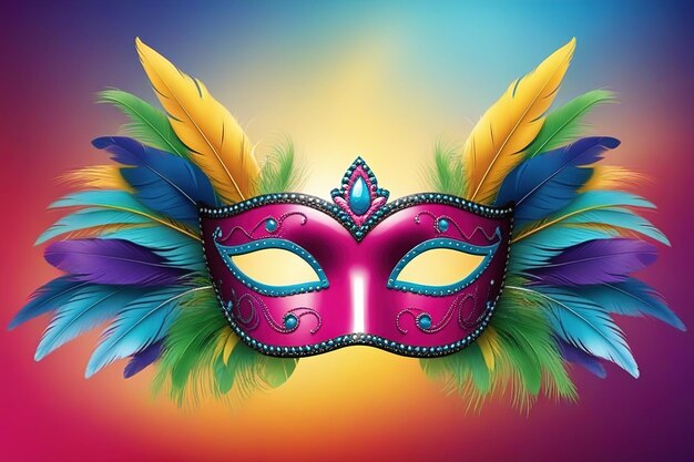 Foto ilustración de renderización 3d ilustración del carnaval de venecia máscaras de plumas coloridas para ai generadas