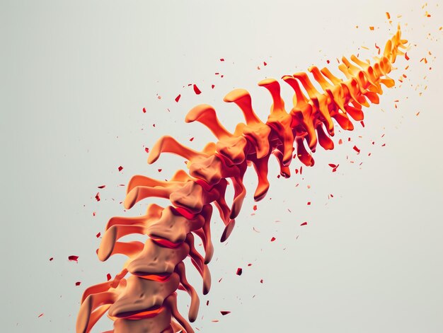 Foto ilustración renderizada en 3d de una columna vertebral humana concepto de dolor de columna vertebral ia generativa