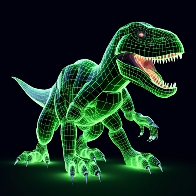 Foto una ilustración renderizada en 3d de un dinosaurio con dientes brillantes