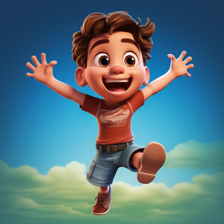 Ilustración renderizada en 3D de un niño