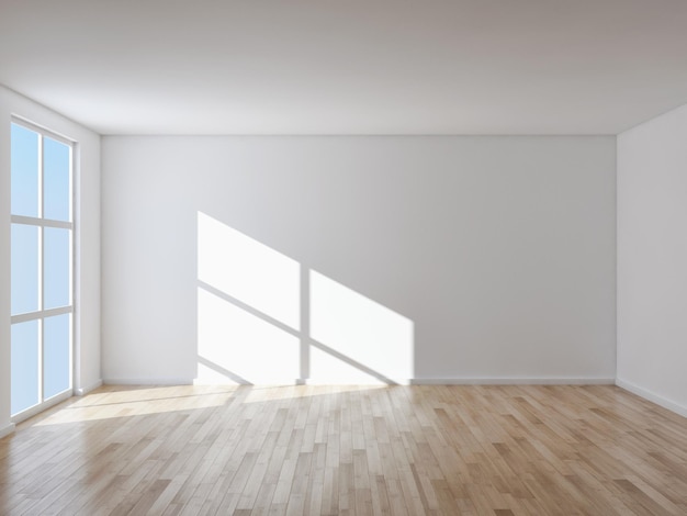 Ilustración de renderizado 3D de apartamento de interiores modernos y luminosos
