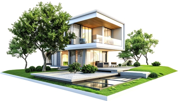Ilustración renderizado en 3D de la casa o edificio de SketchUp