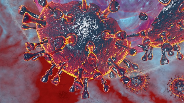 Foto ilustración de renderizado 3d célula del cuerpo asesino natural respuesta inmune concepto de célula de virus corona covid19