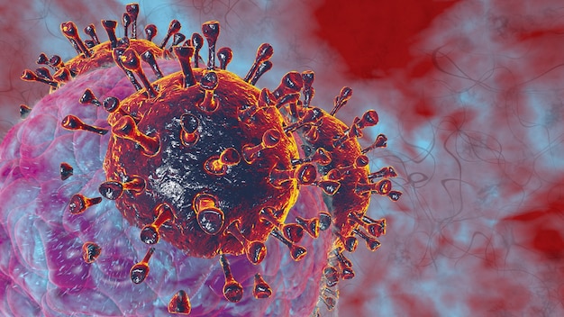 Foto ilustración de renderizado 3d célula del cuerpo asesino natural respuesta inmune concepto de célula de virus corona covid19