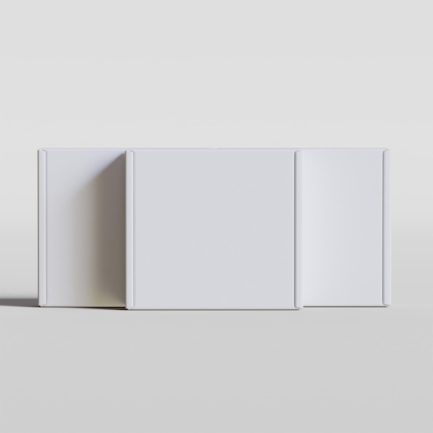Ilustración de renderizado 3D en color blanco de caja de cartón