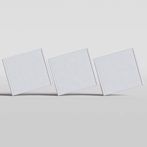 Ilustración de renderizado 3D en color blanco de caja de cartón