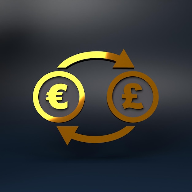 Foto ilustración de renderizado 3d de conversión de euro y libra