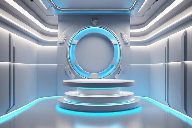 Ilustración de renderizado 3d escenario de podio futurista para negocios de productos premium generados por IA